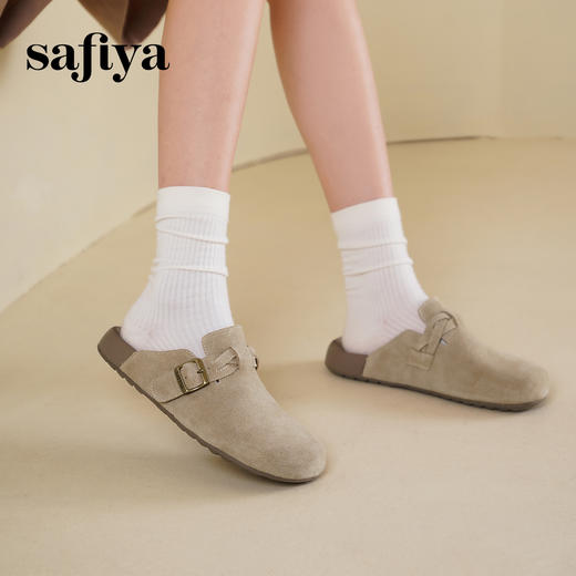 预售10天发|Safiya/索菲娅2025懒人鞋复古软底休闲外穿舒适勃肯凉拖SFD1110228 商品图1