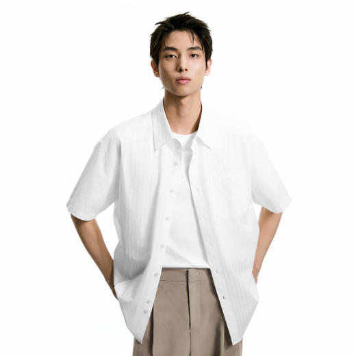 GXG男装    双色肌理感简约休闲翻领短袖衬衫男生上衣 热卖 商品图2