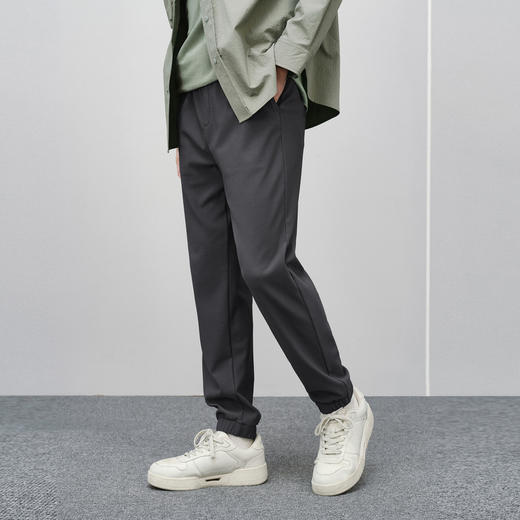 GXG男装 多色简约坑条面料弹力基础收口束脚针织长裤春季热卖 商品图2