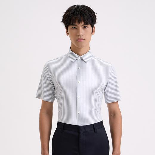 【商场同款】柒牌条纹短袖衬衫男士2024夏季新款商务休闲翻领衬衣726A71350 商品图1