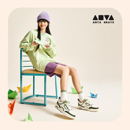 【王一博同款】安踏骜杰丨撞色复古板鞋女鞋运动鞋百搭122518040 商品图1