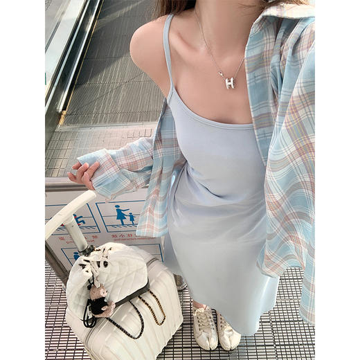 【169元任选2件】最后一波现货！蓝色吊带裙 蓝色格子衬衫 商品图2