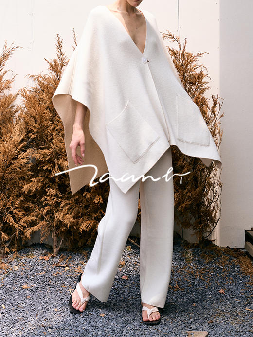 ZAANLI｜ZN40008-2 杏驼 裸感羊毛羊绒针织长裤 商品图5