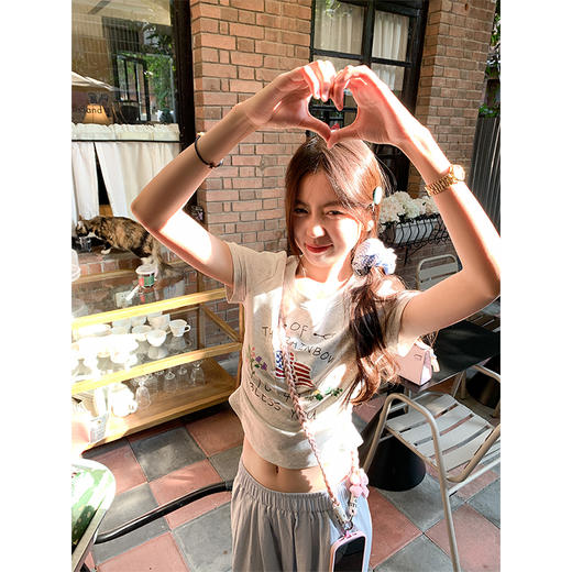 【99元任选2件】新品现货秒杀！卖完下架不再补 ！微信粉丝打折价！！印花短款短袖T恤 商品图2