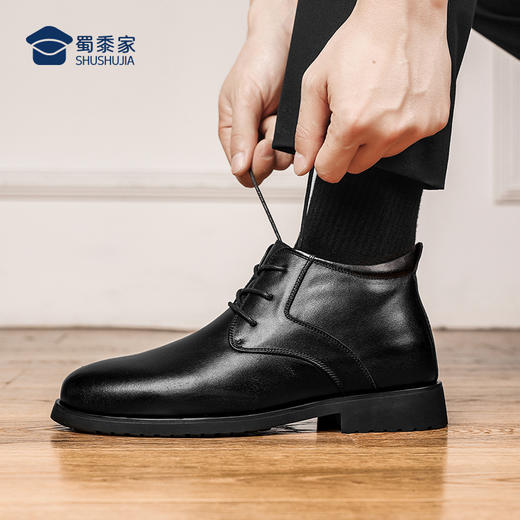 【牛皮羊毛抗寒棉鞋】羊皮毛一体牛皮皮鞋正装通勤加绒保暖棉鞋XM402 商品图10