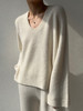 ZAANLI｜ZN10017 绵白色 云感羊绒羊毛水滴领针织上衣 商品缩略图0