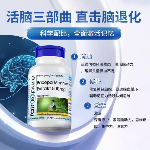 德国强力脑活素增强补大脑增强记忆中老年健忘健脑营养脑神经胶囊 商品图2