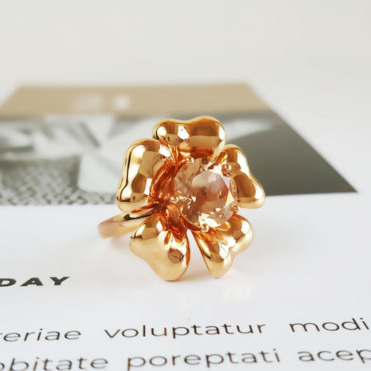 【天然正品】AU750精品玫瑰金镶4.16ct粉色摩根石花朵戒指10号（戒圈可改）女士现售价：7280！050225NJM15 商品图4