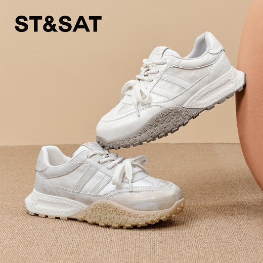 【热销推荐】星期六复古做旧风厚底擦色阿甘鞋SSD1112C7Q 商品图1