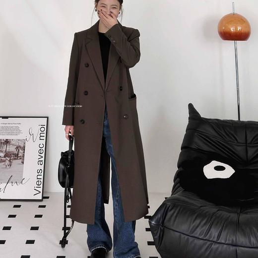 顺丰包邮洛诗琳54603春季新款轻奢风双排扣长款H型西装外套女623 商品图2