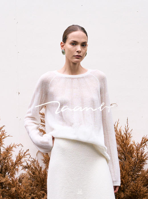 ZAANLI｜ZN10015 既白色 镂空感羊绒羊毛轻透针织上衣 商品图2