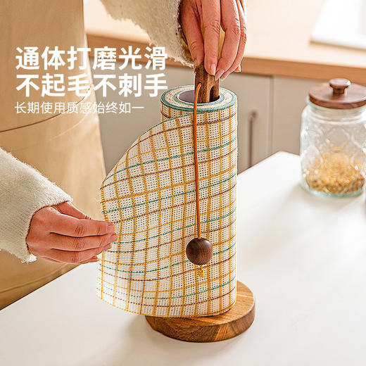 摩登主妇厨房纸巾架立式木质懒人抹布免打孔吸油纸卷纸收纳置物架 商品图1