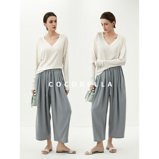 COCOBELLA醋酸纤维坑条针织衫宽松垂顺蝙蝠袖遮阳上衣TS0065 商品图1