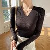 JS法式V领长袖打底衫女春秋修身洋气内搭毛衣修身显瘦一件代发 商品缩略图3