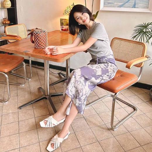 顺丰包邮洛诗琳45409法式温柔设计感高腰纽结真丝半身裙0119 商品图1