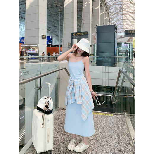 【169元任选2件】最后一波现货！蓝色吊带裙 蓝色格子衬衫 商品图3