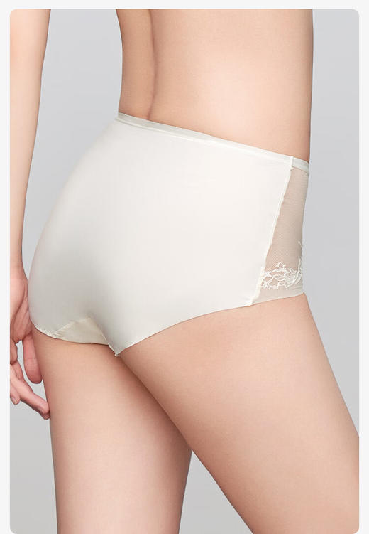 【3F】安莉芳拼接蕾丝性感高腰三角裤女士无痕包臀内裤E300914 商品图7