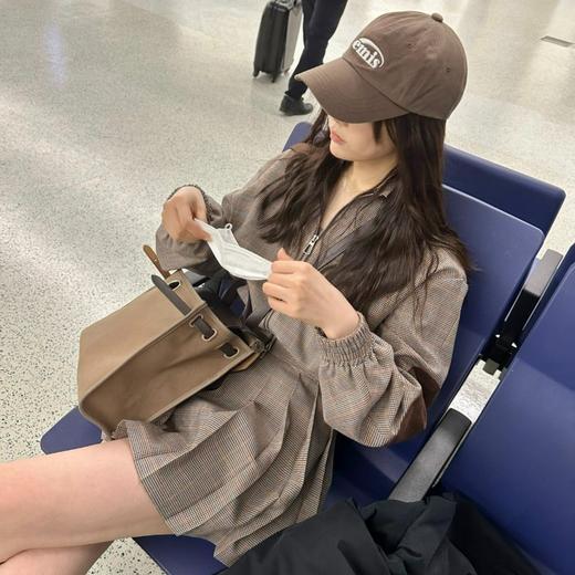 美式复古咖格纹夹克外套百褶半裙套装W3034/K3035拼接 商品图4