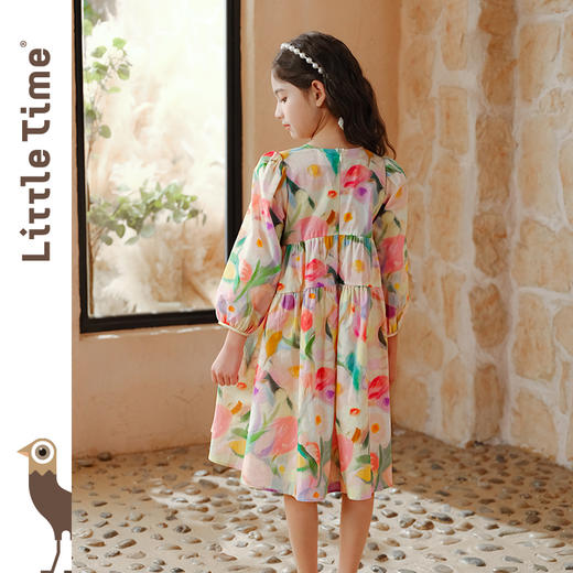Little time女童连衣裙2025春夏新款儿童公主裙纯棉百搭碎花长裙 商品图4