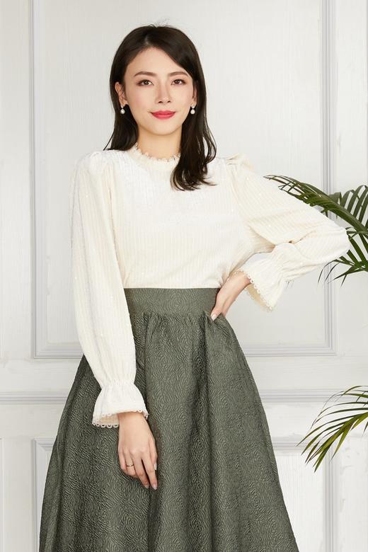 amadella 立领花边蕾丝提花条纹上衣 11453 商品图0