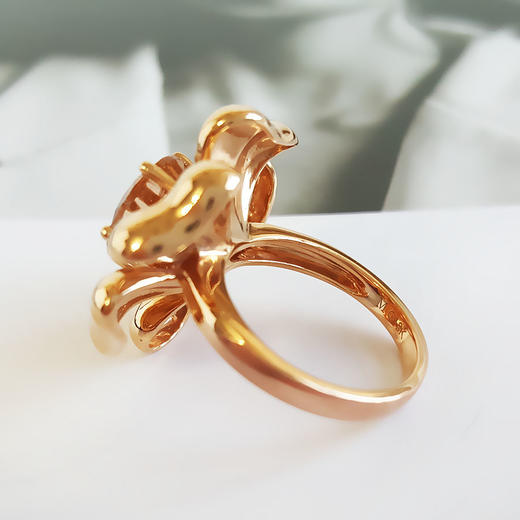 【天然正品】AU750精品玫瑰金镶4.16ct粉色摩根石花朵戒指10号（戒圈可改）女士现售价：7280！050225NJM15 商品图6