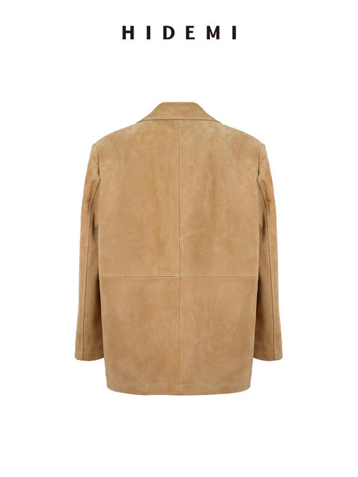 HIDEMI 麂皮大廓形极简西装皮衣阔腿裤套装 商品图11