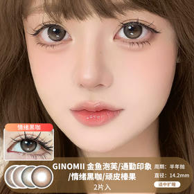 Ginomii / 金鱼泡芙/通勤印象情绪黑咖/顽皮榛果 / 美瞳半年抛 /  2片入 / 14.2mm / 适中扩瞳