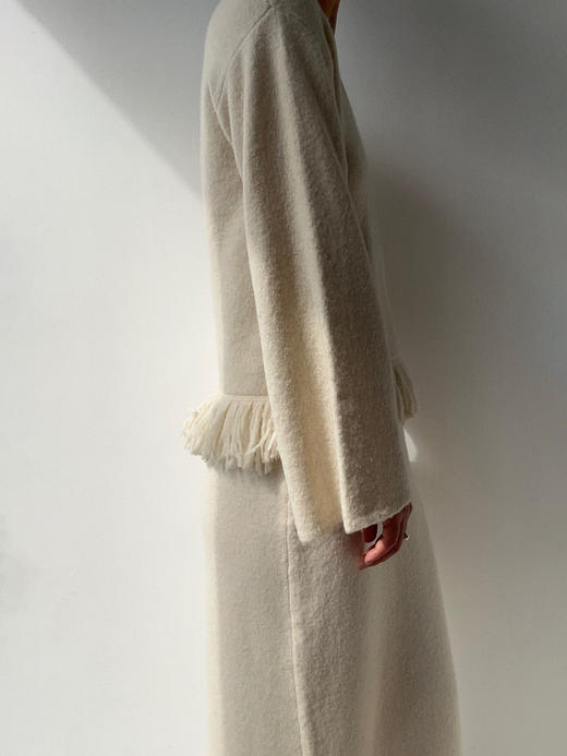 ZAANLI｜ZN30002 羊毛白 羽毛感羊毛花式纱流苏针织半裙 商品图11