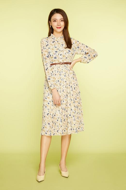 Le Malene 压褶皮带收腰碎花连衣裙 11416 商品图1