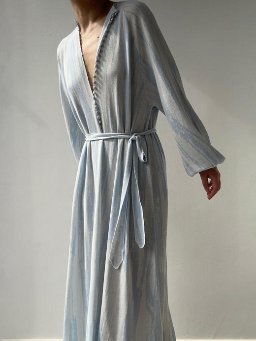 ZAANLI｜ZN50001-1 空蓝 质感真丝棉提花灯笼袖针织连衣裙 商品图6