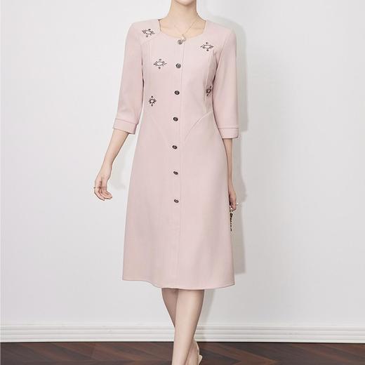 【高货wl】全新升级【铂金会员339/天猫459/差价120】(10026) 洛诗琳2025春季高级感精致方领钉钻轻奢收腰显瘦连衣裙 商品图1