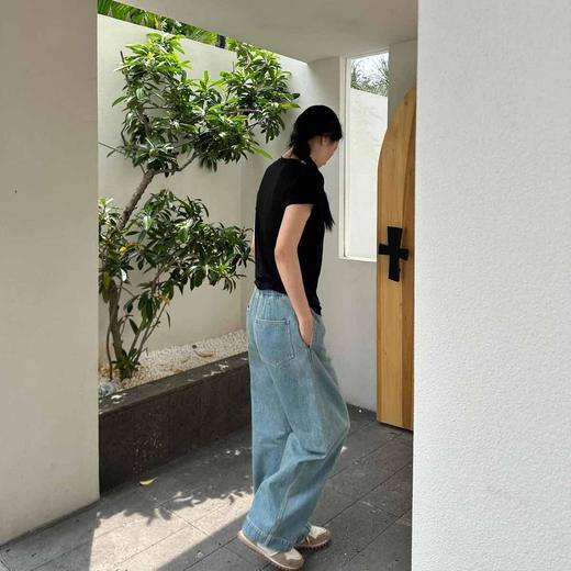 顺丰包邮洛诗琳60648春季新款立体裁剪松紧腰休闲纯棉牛仔裤女061 商品图3