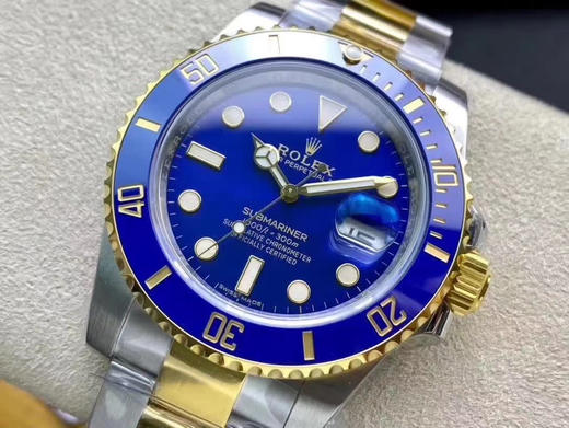 N厂v10包金版水鬼！top品质！非壕勿扰！V10版！劳力士经典SUB系列，蓝水鬼间金款，市场好版本 ！材质真正18K包金，搭载原装进口2836机械机芯 ，更高要求可选装瑞士进口机芯（eta机芯） 商品图0