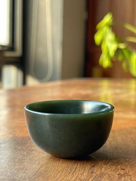 和田碧玉雕敝口杯，顺丰包邮