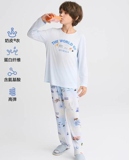 【春上新】8楼爱慕儿童Aimer Kids男孩奶皮动物世界套头长袖睡衣AK241H111，吊牌价329元 商品图2