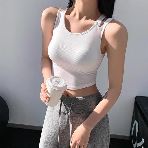 【限时秒】YOGACODE【火树银花系列】瑜伽服上衣背心带胸垫镂空肩带百搭运动背心女DWB115024 商品图2