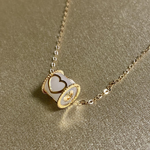 18K玫瑰金和田玉（白玉）项链--爱心路路通/圆柱6*6mm/链长40+2cm 商品图0