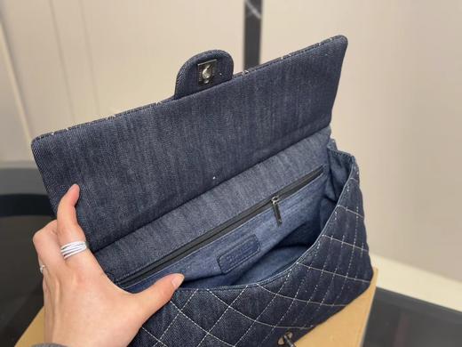 D020948双C金扣中古牛仔外缝线斜挎包 商品图10