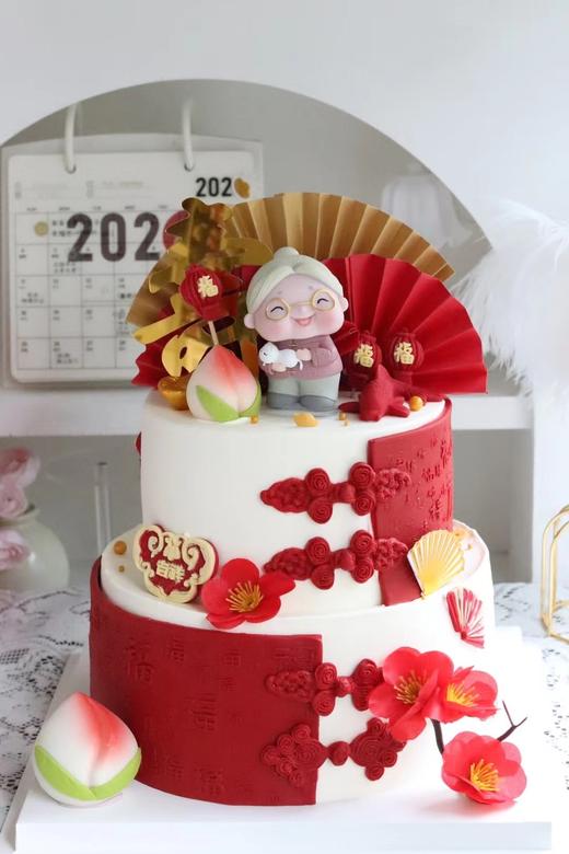 新中式祝寿蛋糕（拍下留言奶奶或者爷爷） 商品图0