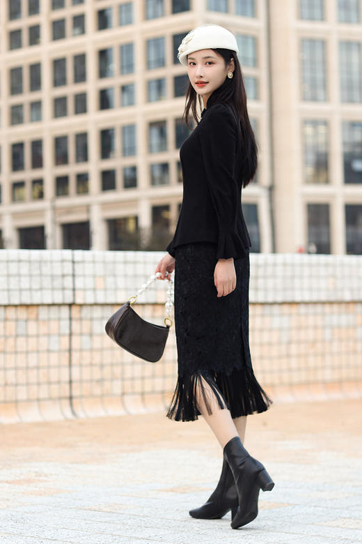 逸红颜 #明月优选 胡笙 重工蕾丝流苏半裙 时髦优雅Lady 商品图13