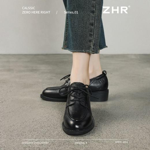 ZHR真皮单鞋女2025新款简约英伦小皮鞋时尚ins乐福鞋系带软底单鞋 商品图7