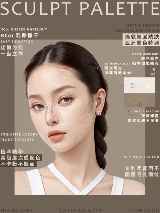 猫科动物三色高光修容盘HC01 乳酪榛子 商品图1