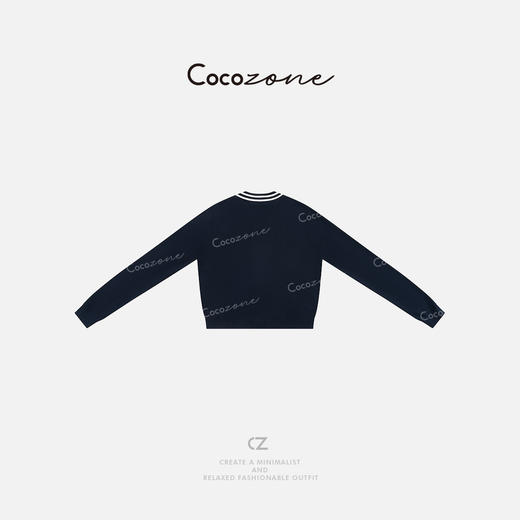 COCO ZONE "长岛“100棉春季撞色边V领单排扣针织衫ACD1A0068 商品图1