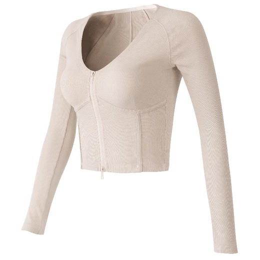 跃牌【欲动春风】系列 女秋冬拉链运动上衣鱼骨修身显瘦性感U领跑步健身长袖42628 商品图4