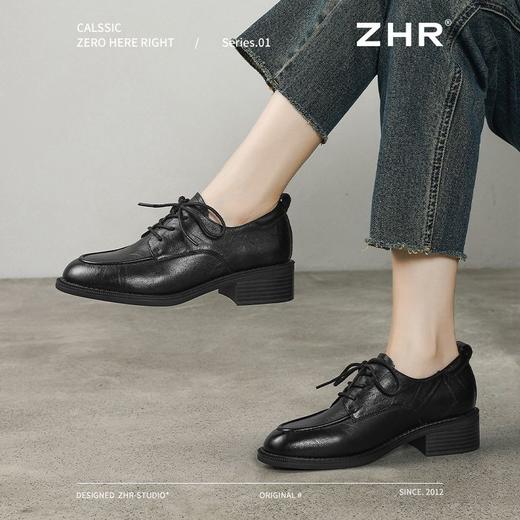ZHR真皮单鞋女2025新款简约英伦小皮鞋时尚ins乐福鞋系带软底单鞋 商品图6