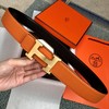 马家 腰带 御用原厂Epsom&Swift皮 进口定制精钢五金 ,精工H扣拉丝面料，真金电镀 激光镌刻LOGO ,🎁配全套专柜包装 ，宽:3.8cm 商品缩略图1