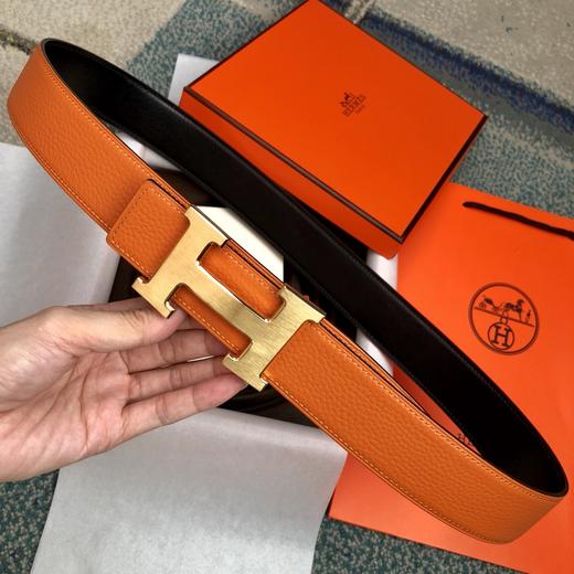 马家 腰带 御用原厂Epsom&Swift皮 进口定制精钢五金 ,精工H扣拉丝面料，真金电镀 激光镌刻LOGO ,🎁配全套专柜包装 ，宽:3.8cm 商品图1