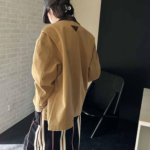 顺丰包邮洛诗琳35518港味复古姜黄撞色Polo领长袖休闲外套542 商品图4