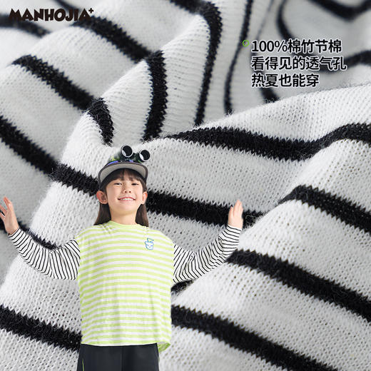 【熊朋友】漫画家25春微孔透气竹节条纹防蚊不怕晒罩衫 商品图3