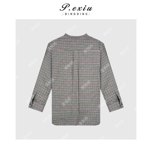03-5潘依绣丁丁宠粉PanYiXiu/潘依绣100%棉排扣圆领复古百搭格纹衬衫 WH00289 商品图2